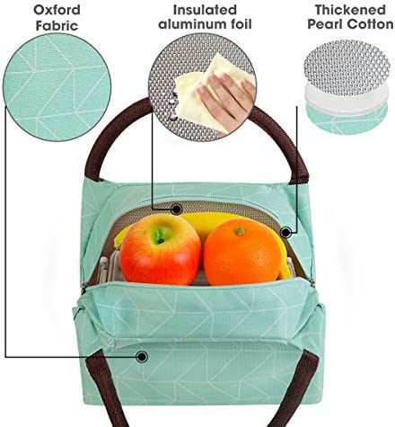 Buringer Reusable Insulated Lunch Bag Cooler Tote Box Meal Prep for Men & Women Work Picnic or Travel ?Geometry Green?