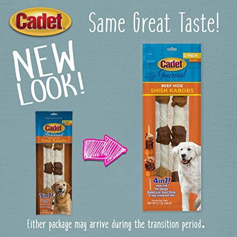 Cadet Gourmet Beef Hide Shish Kabob Dog Treats Beef Hide X-Large 10" (2 Count)