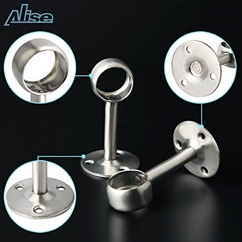 Alise Stainless Steel Shower Curtain Closet Rod Holder Pipe Flange Socket Ceiling Mount Bracket Pipe Fitting Parts Supports,2 Pcs (25mm?1-Inch Dia.?, Brushed Nickel)