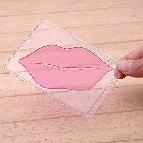 DELISOUL 20 Pieces Crystal Lip Masks Pink Collagen Lip Pads Sheet for Moisturizing, Remove Dead Skin, Anti-Wrinkle, Anti-Aging, Hydrating and Plump Your Lips