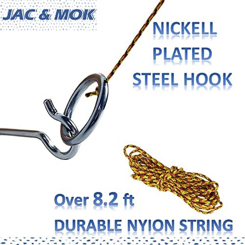 JAC&MOK Hook and Ring Toss Games Outdoor Indoor Games-Hardware and Nylon String Ring Toss Toys