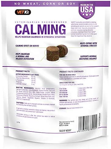 VetIQ Calming Support Supplement for Dogs, Anxiety Supplement Soft Chews, 90 Count