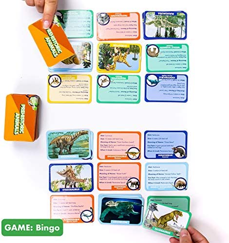 The Young Scientist Prehistoric Animal Card Games, 4 Prehistoric Card Games for Age 5 and Up: Matching, Bingo, Memory, Trivia, Hands-On Educational STEM Fun, Kids Card Games