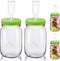 Fermentation Jars Kit - Included 2 Wide Mouth 36Oz Mason Jars, 2 Airlocks & Plastic Lids kit, Used to Make Sauerkraut, Kimchi, Pickles, Fermented Probiotic Foods, etc (Mason Jars Kit, Green Lid)
