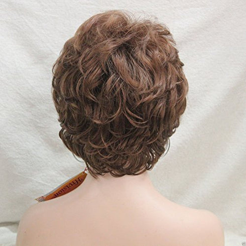 Lydell Women's Short Curly Wavy Wig Synthetic Hair Full Wig 6 inches (30 Medium Auburn)