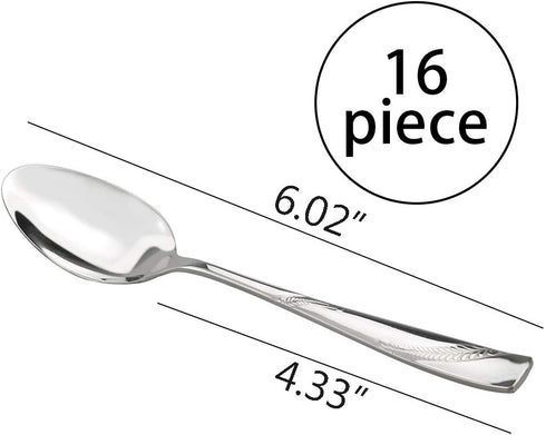 Nicesh 16-Piece Stainless Steel Dessert Spoon, 6.02-Inch