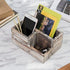 MyGift Rustic Torched Wood Office Desk Stationery Organizer - 3 Compartment Remote Control and Media Storage Holder