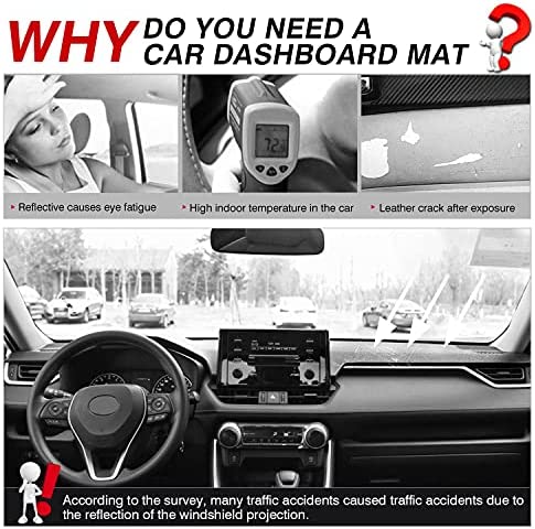 Powerty Compatible with Dashboard Cover Toyota RAV4 2023 2022 2021 2020 2019 Dash Cover Carpet Sunshield Protector Black Without HUD(Head-up Display)