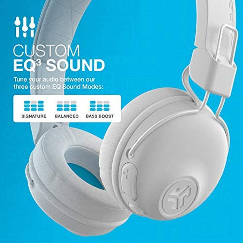 JLab Studio Bluetooth Wireless On-Ear Headphones | 30+ Hour Bluetooth 5 Playtime | EQ3 Sound | Ultra-Plush Faux Leather & Cloud Foam Cushions | Track and Volume Controls | White