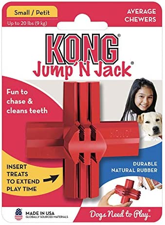 KONG - Jump'N Jack - Durable Rubber Dog Toy for Chewing and Teeth Cleaning - for Small Dogs