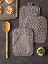 DII Heat Resistant Quilted Cotton, Pocket Potholder, 7x9, Gray, 3 Piece