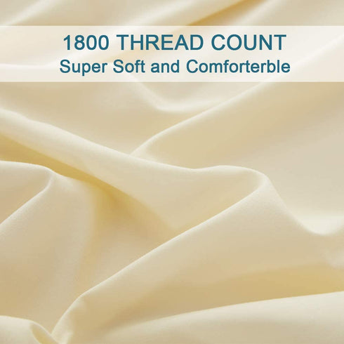 Shilucheng Bed Sheets Set Microfiber 1800 Thread Count Percale Super Soft and Comforterble 16 Inch Deep Pockets - 4 Piece (California King, Ivory)