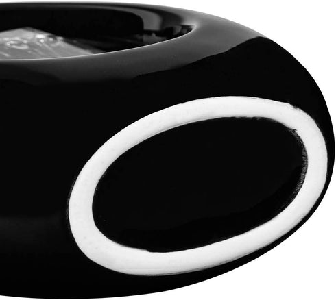 Samawi Black Ceramic Vase for Decor Ceramic Vase Circle Donut Oval Vase Tall Black Vase Hollow Vase Decorative vase for Table Kitchen Home Flowers Tall Black Vase Centerpieces Wedding Vase Modern