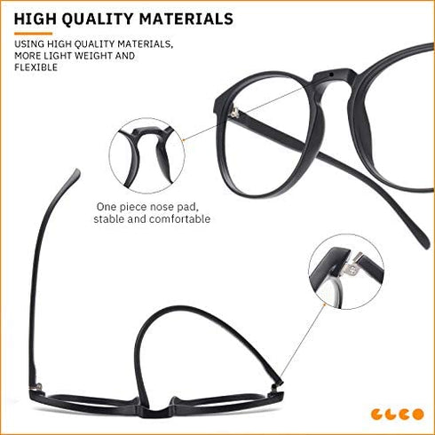 IBOANN 3 Pack Blue Light Blocking Glasses Women/Men, Round Fashion Retro Frame, Vintage Fake Eyeglasses with Clear Lens (Matte Black & Leopard & Clear Pink)