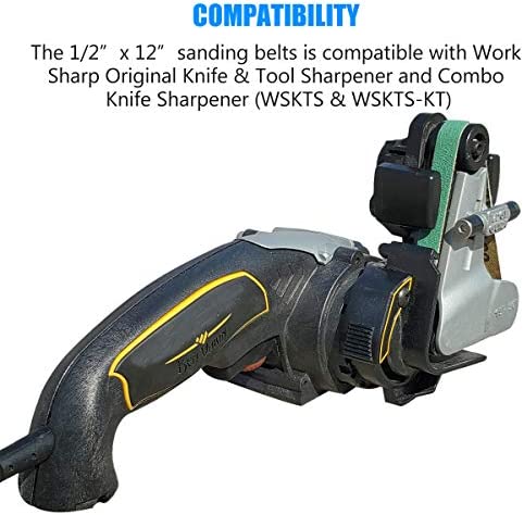 12 PCS 1/2" x 12" Replacement Belt Kit for Work Sharp WSKTS & WSKTS-KT Knife & Tool Sharpener and Combo Knife Sharpener