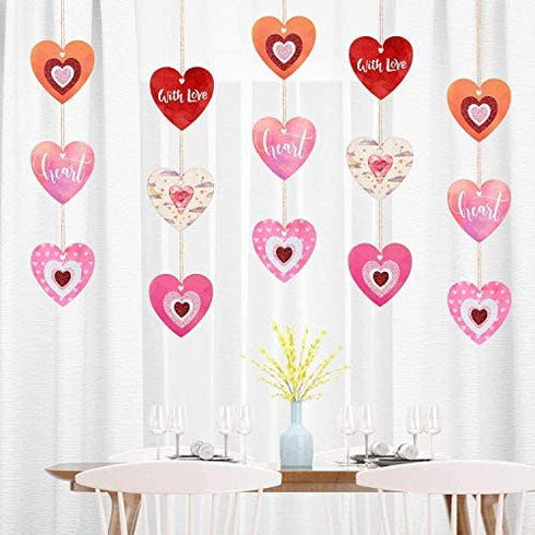 Wooden Hearts for Crafts - 30 Pcs 3" Natural Heart Wood Slices Unfinished Predrilled DIY Heart Wooden Ornaments Heart Shape Wood Cutouts with Glitter Heart Foam Stickers for Valentine's Day
