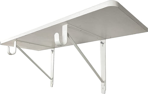 Kunzye 2 Pack of Heavy Duty Closet Shelf and Rod Bracket, White Closet Shelf Bracket with Rod Support Great for Both Shelf Storage and Closet Rod