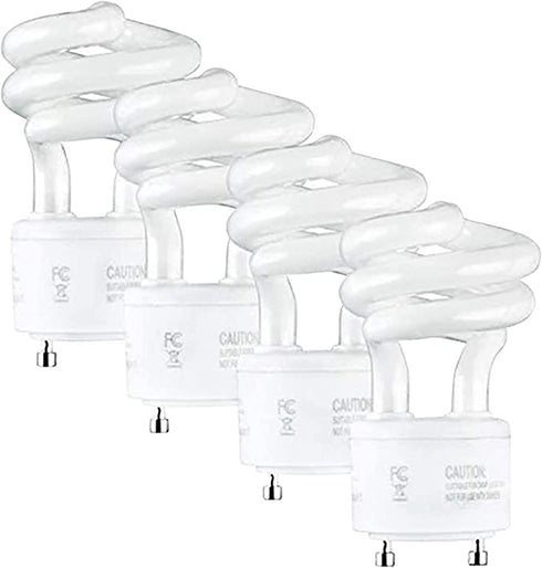 SleekLighting 13Watt T2 Spiral CFL GU24 Light Bulb Base 2700K 900lm -UL Approved,Compact Fluorescent -Warm White Light 4pack