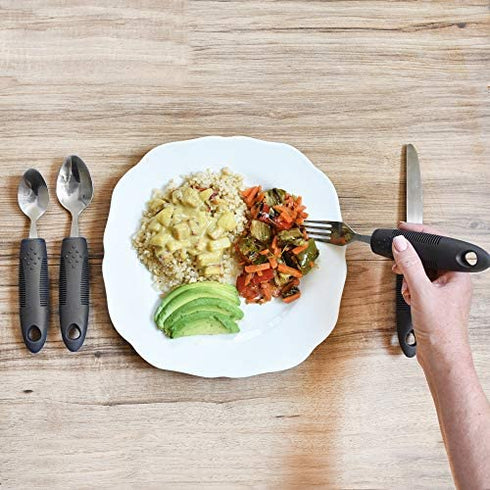 Celley Adaptive Utensils for Elderly, Arthritis, Parkinsons and Handicapped, Non-Weighted, 4 Pcs Set