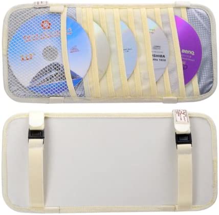 TFY Car Visor Organizer. Triple-layer, 30 CD/DVD Disk Storage Holder - Beige