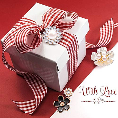 44 Pieces Pearl Rhinestone Buttons Embellishments Buttons Faux Pearl Buttons Flat Back Flower Rhinestone Buttons for Jewelry Making Wedding DIY Decor Clothes Bag Shoes Craft, 11 Styles