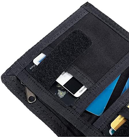EXCELLENT ELITE SPANKER Nylon Trifold Wallet for Men ID Card Holder Tactical Military Wallet with Coin Pocket Outdoor Wallet(Black)