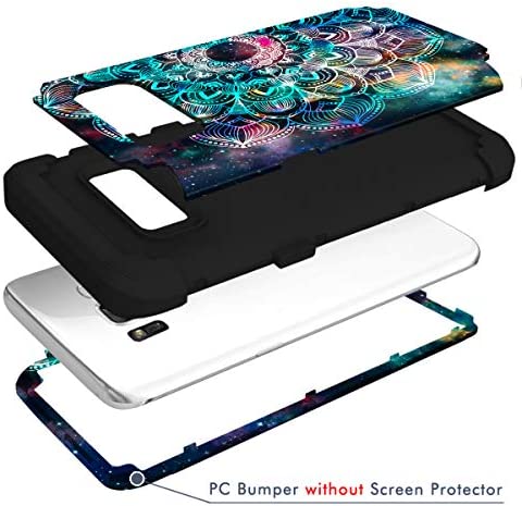 Hocase Galaxy S8 Case, Heavy Duty Protection Shock Absorbing Silicone Rubber Bumper+Hard Plastic Shell Hybrid Dual Layer Protective Case for Samsung Galaxy S8 (SM-G950U) 5.8" 2017 - Mandala in Galaxy