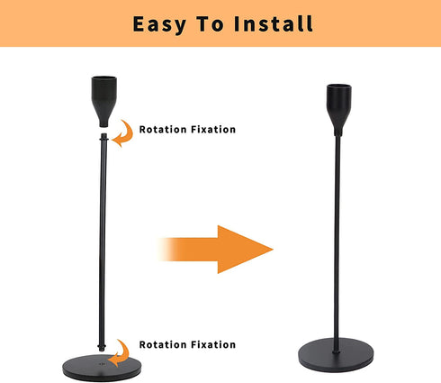 Ganydet Black Candlestick Holders Set of 3, Iron Taper Candle Holders, Decorative Candle Sticks Long Holder, 9.25 Tall Candle Holders for Table Centerpiece, Party, Wedding and Candlelight Dinner