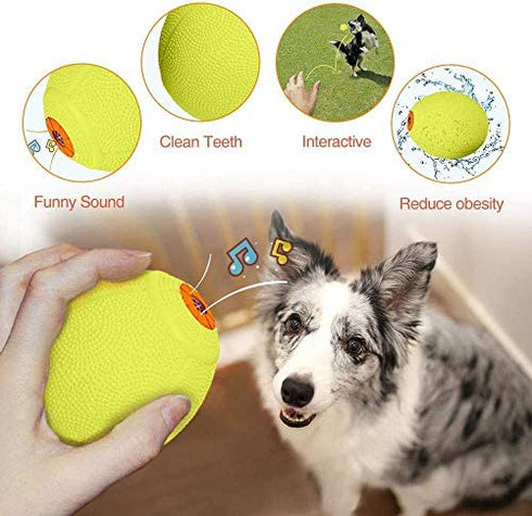 LaRoo Squeaky Dog Ball Toy, Durable Natural Rubber Squeaker Ball Floating Throwing Training, Teeth Cleaning Chew Toy for Pet Small Medium Large Dogs (6.5cm Green)