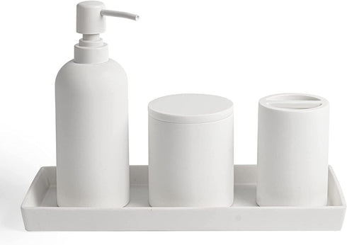Jo Lavie Vanity Tray Small Rectangle, Bathtub Tray Bathroom Organizer, Cosmetics Holder for Tissue Candle Towel Plant Jewelry Ring Dish Dresser Perfume Shampoo (White)
