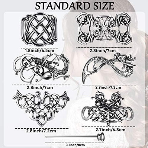 6 Pieces Celtic Hair Slide Hairpin Celtic Knot Hair Stick Vintage Metal Hair Barrette Hair Clips Hair Pin Hair Accessories for Women Girls (Silver)