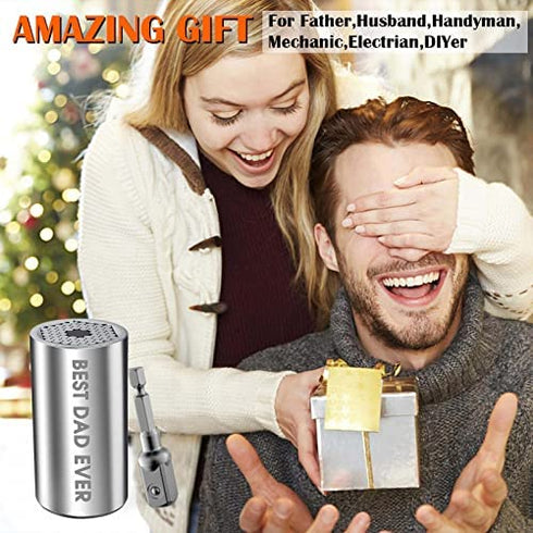 Gifts for Dad from Daughter Son, Dad Christmas Birthday Gifts Stocking Stuffers?, Universal Socket 'Best Dad Ever', Cool Gadgets for Men Super Grip Socket Set with Power Drill Adapter, 2PC Set