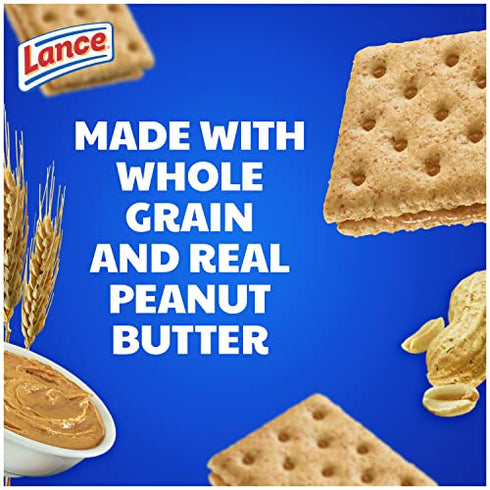 Lance Sandwich Crackers, Made with Whole Grain Crackers, Peanut Butter, 8 Individual Packs