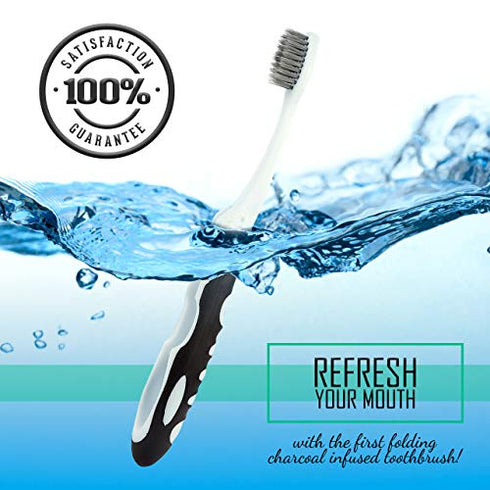 Travel Toothbrushes, Good as a Camping Toothbrush or Travel Toothbrush, Charcoal Folding Toothbrush, Foldable and Compact Travel Toothbrush with Soft Bristles For Your Sensitive Gums (6 Pack-Charcoal)