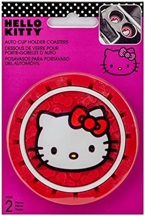 Plasticolor 000677R01 Hello Kitty Bow Auto Car Truck SUV Cup Holder Coaster 2-Pack