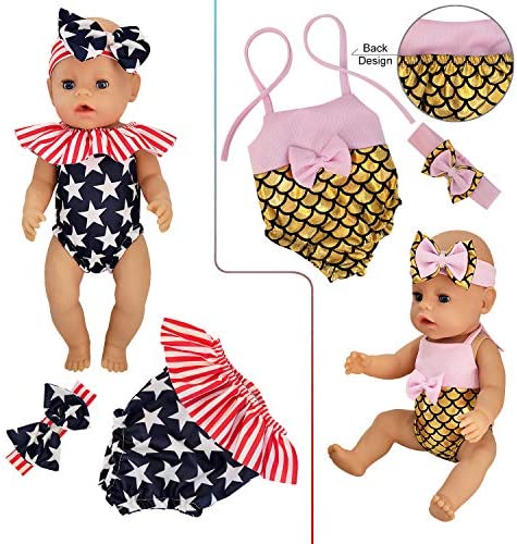 Windolls 10 Sets 14-16 Inch Baby Doll Clothes Dress Outfits Headbands Accessories fits New Born 43cm Baby Doll, 15 inch Baby Doll, 18 Inch Doll