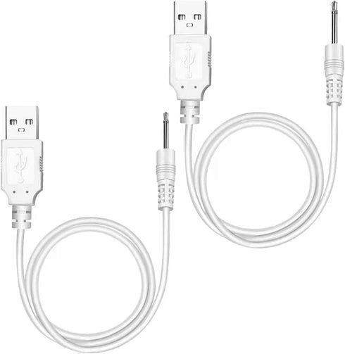 USB Adapter Cord 2.5mm Replacement DC Charging Cable USB Fast Charging Cable - (White 2 Pack)