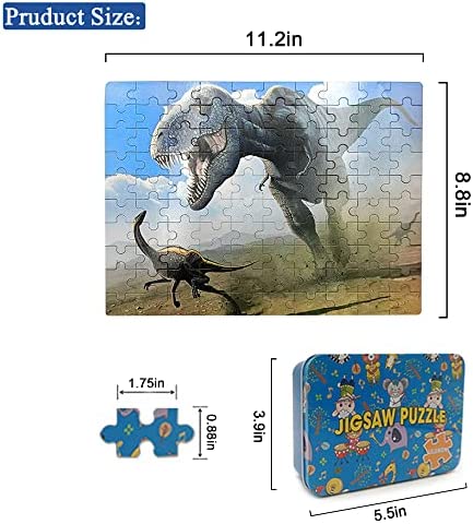 LELEMON Puzzles for Kids Ages 4-8,Dinosaur Puzzle 100 Piece Puzzles for Kids,Educational Kids Puzzles Jigsaw Puzzles in a Metal Box,Children100 Piece Puzzle Games Puzzle Toys for Girls and Boys