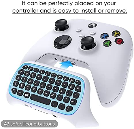 Controller Keyboard for Xbox Series X/ S/ for Xbox One/ One S, Wireless Bluetooth Gaming Chatpad Keypad with USB Receiver, Built-in Speaker & 3.5mm Audio Jack for Xbox Series X/ S/ One/ One S, White