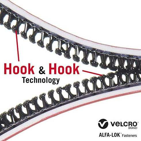 VELCRO Brand VEL-30177-USA ALFA-LOK Fasteners | Heavy Duty Snap-Lock Technology | Self-Engaging and Multidirectional Use | Black, 1 inch Squares, 6 Sets, Count