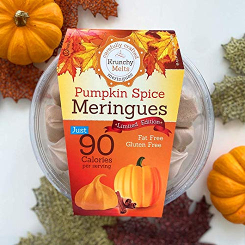 Krunchy Melts - Original Meringue Cookies - Pumpkin Spice Flavor - Fat Free - Gluten Free - Nut Free -90 Calories Per Serving - Low Calorie Snack - Sweet Treats - 4 Oz