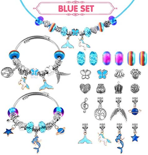 Thrilez 90 Pcs Charms Bracelet Making Kit for Girls, DIY Charm Bracelets Kit with Jewelry Beads, Bracelet Charms Gift for Girls Ages 7-12, Bracelet Kit Jewelry Gift for Girls Kids Teens and Adults