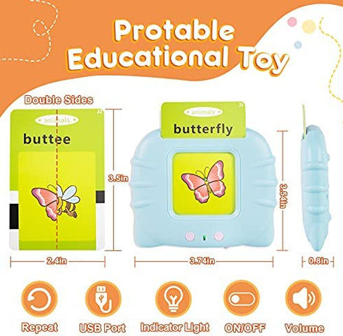Yehtta Learning Toys for 3 4 5 6 Year Old Boys Birthday Gifts for 3-6 Years Old Boys 224 Words Audible Baby Flash Cards Speech Therapy Toys Autism Toys for Girls Christmas Birthday Gifts for Kids