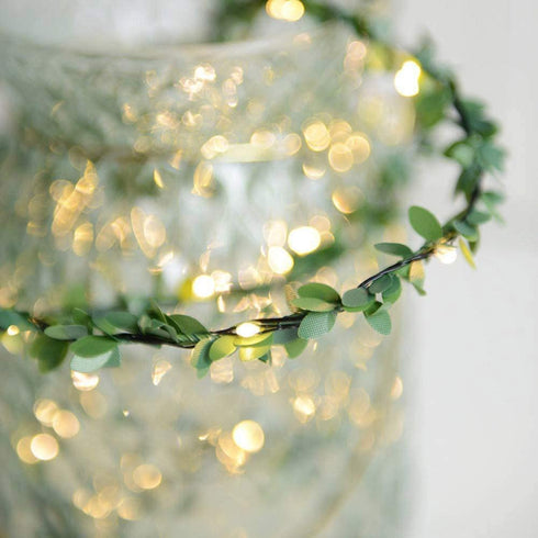 Kitstar 100LEDs Green Garland Tiny Leaf Vine String Light Timer Function Wedding Party Christmas Holiday New Year Patio Decoration 33ft, Battery Operated, UL588 Approved