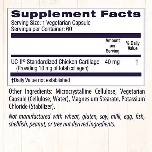 Healthy Origins UC-II (Undenatured Type II Collagen) 40 mg, 60 Veggie Caps