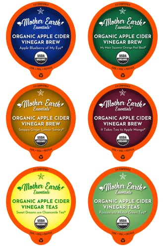 Superfood K-Cup Tea Pods – Organic Apple Cider Vinegar Tea with The Mother for Daily Wellness. Mother Earth Essentials presents My Main Squeeze Orange Peel Basil in 12 Single Serving Pods. Keurig compatible.