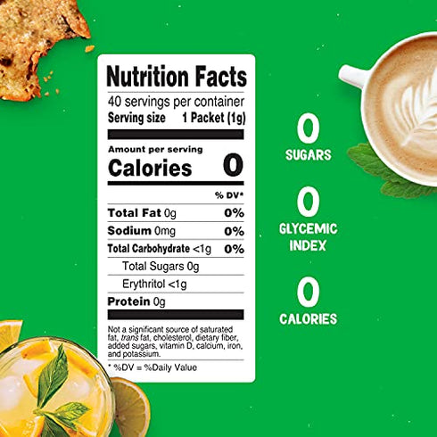 Pyure Organic Stevia Packets | Granulated Sugar Packets - White Sugar Substitute | Zero Carb, Zero Sugar, Zero Calorie Sweetener Packets | Plant-Based Stevia Packets for Keto Coffee | 40 Count