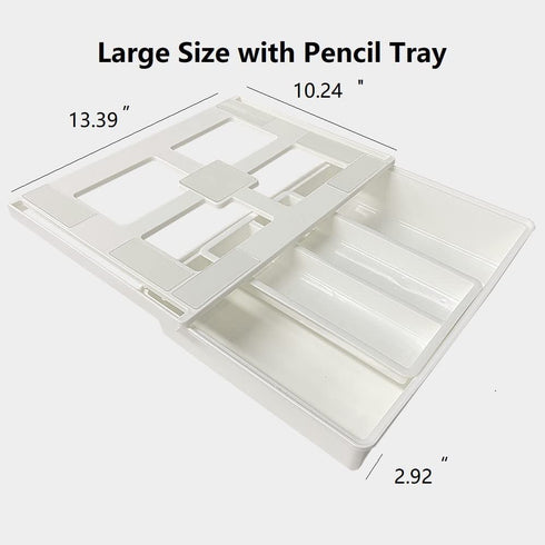 LXXOFIZ Under Desk Drawer Organizer Hidden Stash Compartment Table Storage Pull Out Smooth Sliding Track Self Adhesive Office School Kitchen Bedroom Supplies Accessories Paper Pencils Pens Keys Cutlery Large