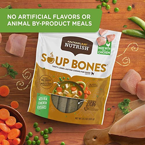 Rachael Ray Nutrish Soup Bones Dog Treats, Chicken & Veggies Flavor, 6 Bones