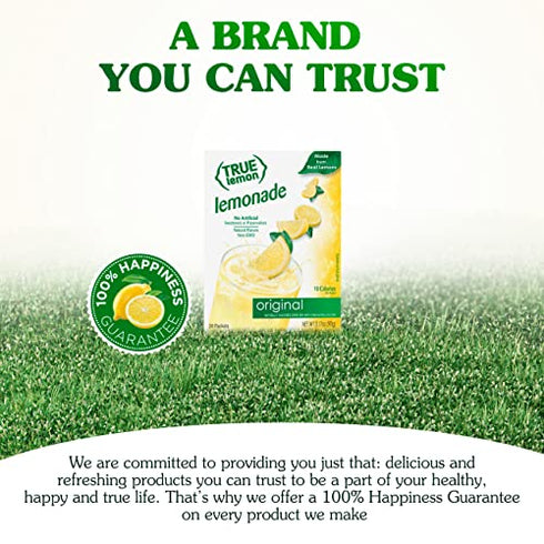 TRUE LEMON Original Lemonade Drink Mix (30 Packets) | Made from Real Lemon | No Preservatives, No Artificial Sweeteners, Gluten Free | Water Flavor Packets & Water Enhancer with Stevia